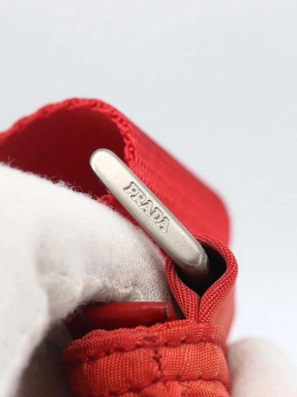 PRADA Shoulder Bag Nylon Red Silver Auth - Picture 7 of 16